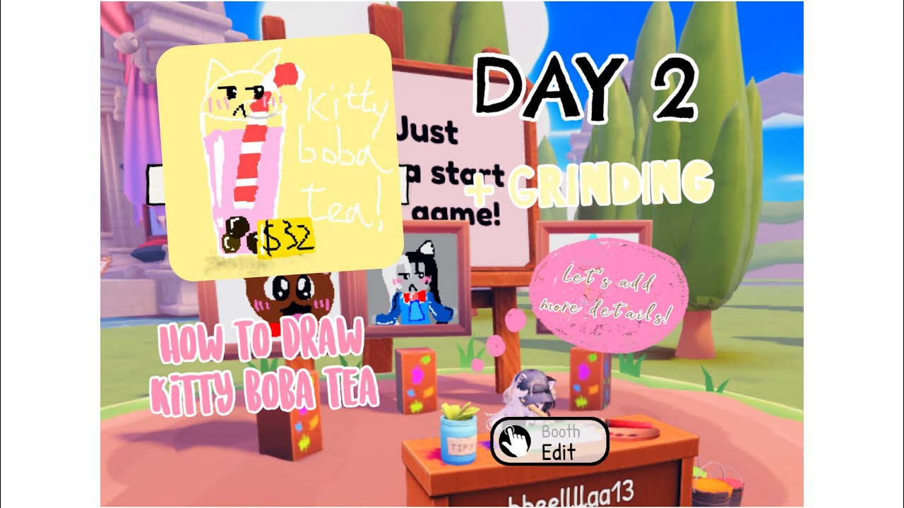 Starving artists DAY 2 | How to draw kitty boba tea + grinding 