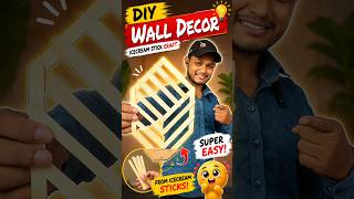 DIY Premium Wall Hanging From Ice Cream Sticks 😱✨ Easy Home Decor Craft #shorts #diy