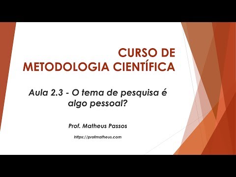 Aula 2.3 - O tema de pesquisa é algo pessoal?