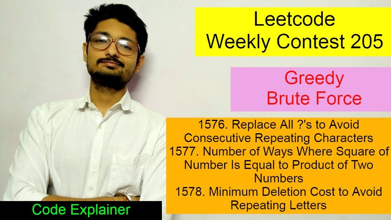 Weekly Contest 205 || Problem 1576 , 1577 , 1578 || LEETCODE - YouTube