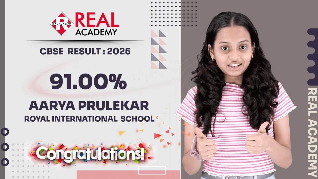 Arya Parulekar with 91.00% in CBSE BOARD | Real Academy's Success Story 