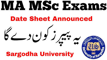MA MSc Date Sheet 2nd Annual 2022/Supply Sargodha University - UOS MA MSc Exams