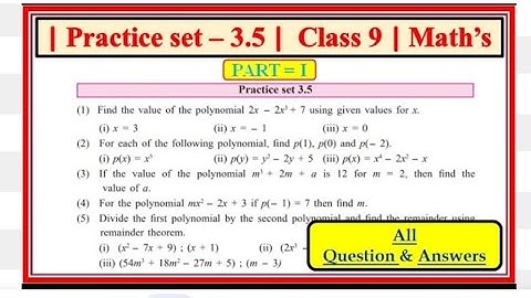 practice set 3.5 class 9 math, part 1 | Chapter 3 polynomials  | Maharashtra state board #class9th​