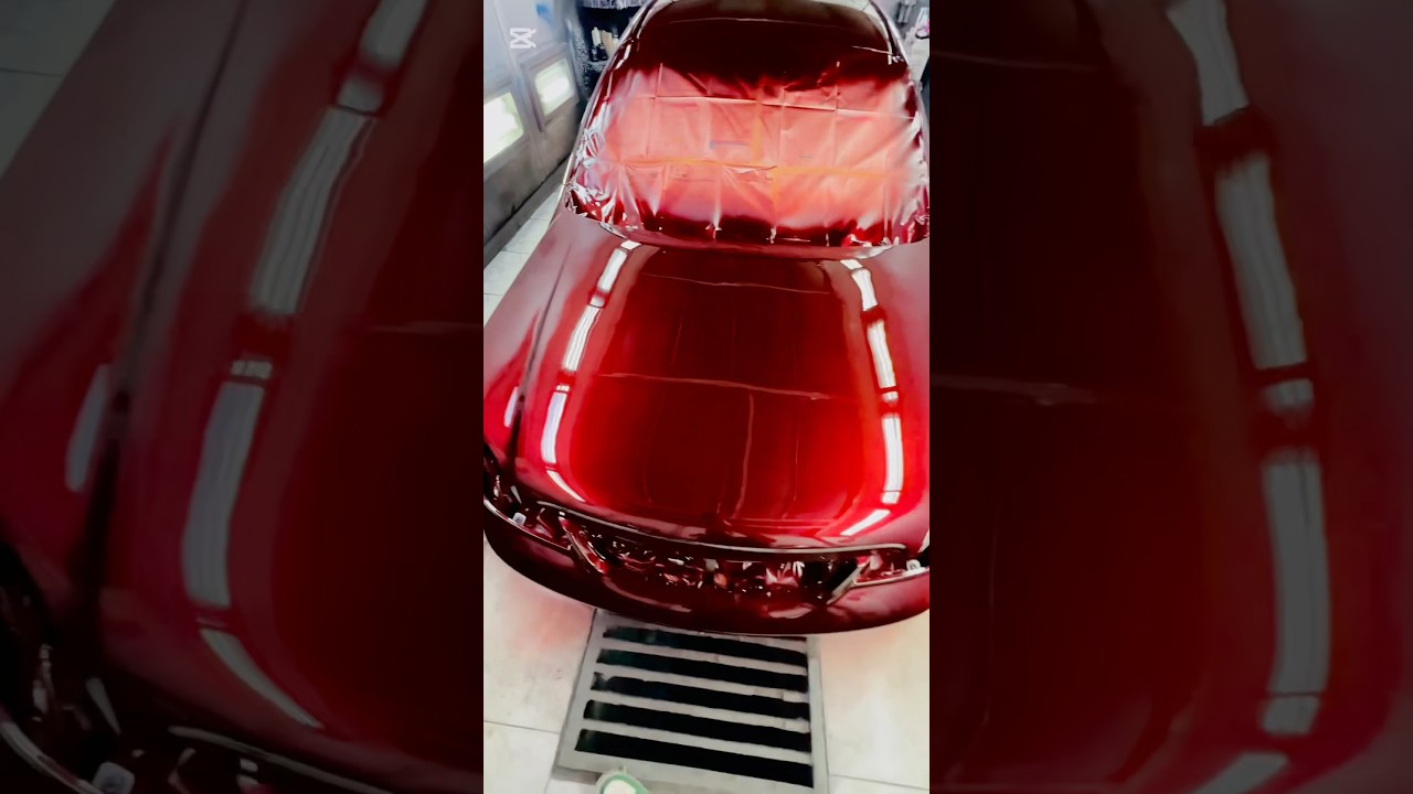 Dark candy red over black 