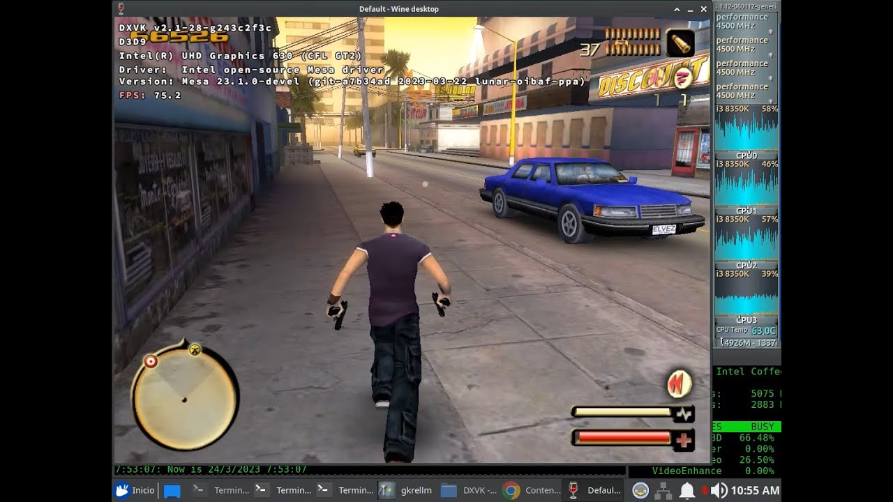 Total Overdose D9VK Test 60fps QuickSync x64 + Sound (Core i3 8350K) + Mesa 23.x