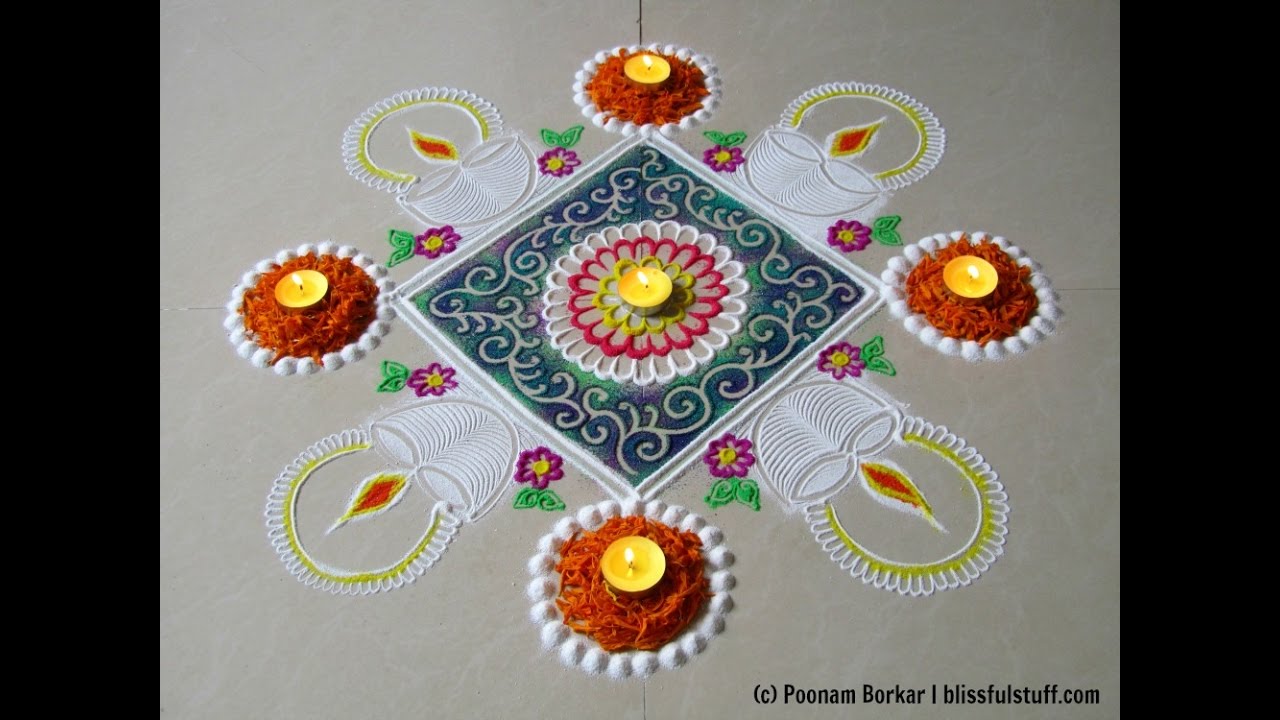 Diwali special - Diya rangoli design | Innovative rangoli designs ...