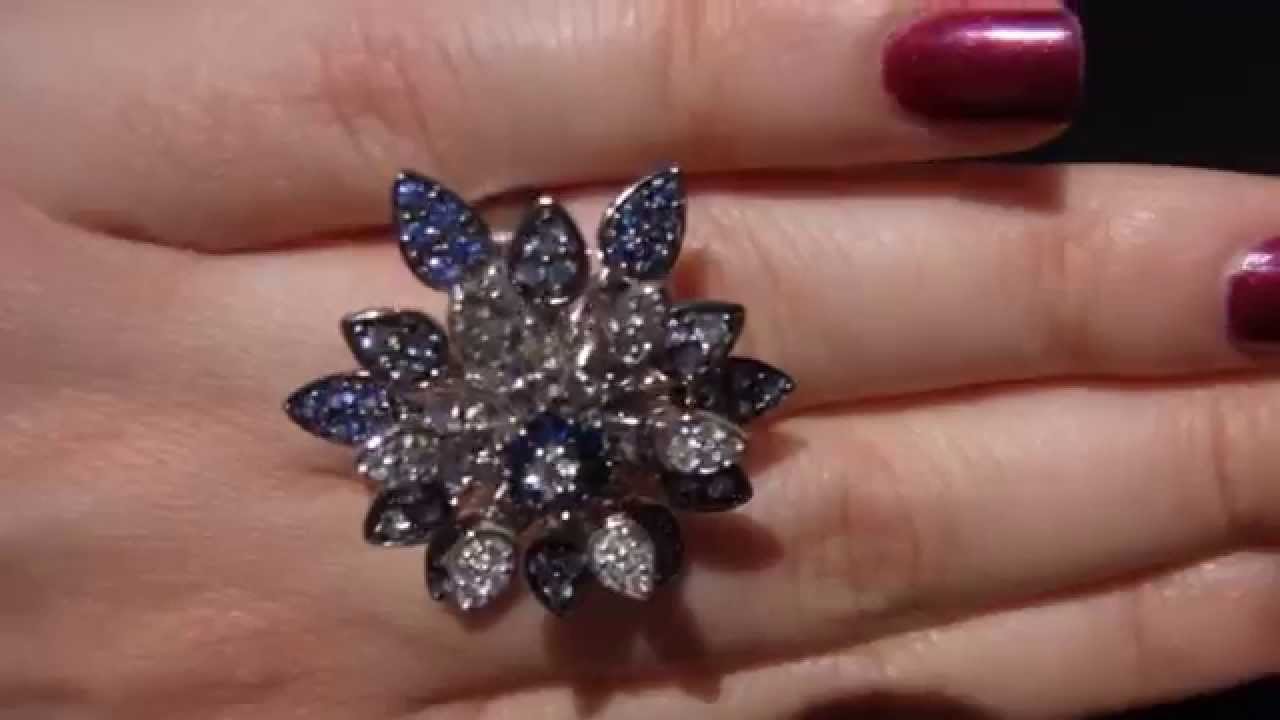 Sohojewelers.com Designer Effy Moving Petals Diamonds & Sapphires Cocktail Ring