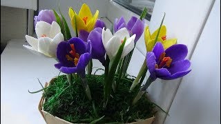 видео: КРОКУСЫ ИЗ ХОЛОДНОГО ФАРФОРА (CROCUS). картинка: КРОКУСЫ ИЗ ХОЛОДНОГО ФАРФОРА (CROCUS).
