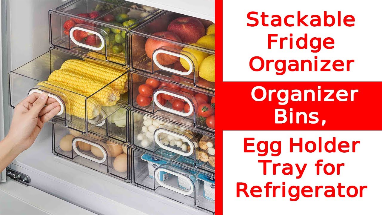 LALASTAR Refrigerator Organizer Bin with Pull-out Drawer, Large Fridge  Organizer and Storage Clear, Stackable Pantry Organizer with Handle, BPA  Free