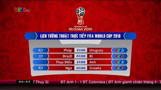 Lịch thi đấu Tứ kết World Cup 2018