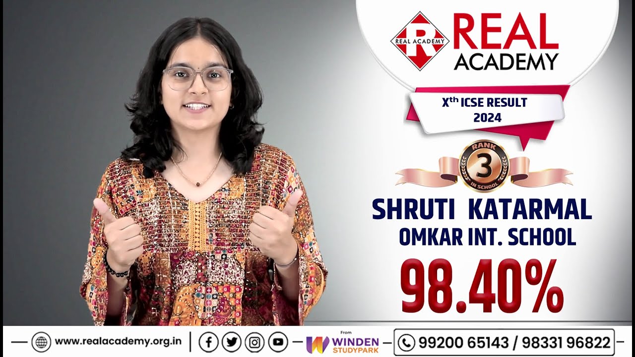 Shruti Katarmal: 98.4% in ICSE| Real Academy Success | Student Testimonial  | #RealAcademy #ICSE2024