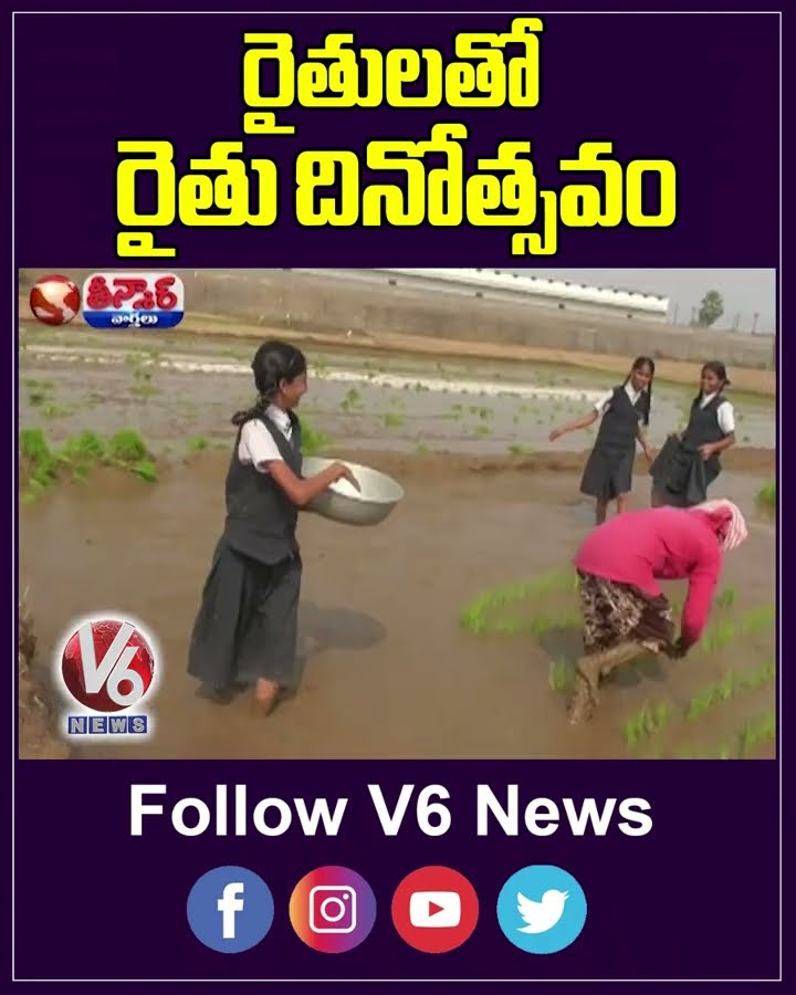 Students Celebrate Farmers Day At Farming Fields In Warangal | V6 Teenmaar