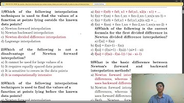 MCQ  ( part 1)  based on interpolation and its type