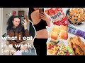 WHAT I EAT IN A WEEK *ON MY PERIOD* 🍟 bloating, cravings + my workouts