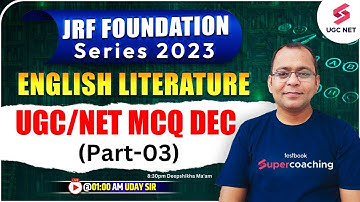 UGC NET Dec 2023 | English Literature | Most Imp MCQs (Part-3) | Uday Sir #testbooknet2023