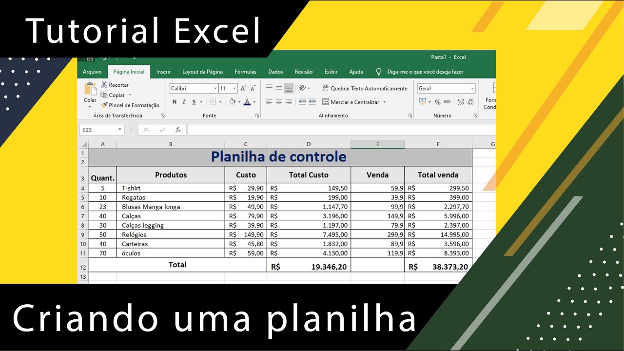 Como criar uma planilha no excel - YouTube
