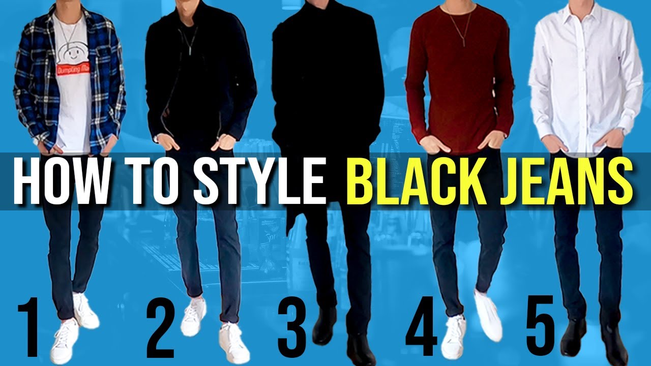 Black Jeans with Light Blue Long Sleeve Shirt Spring Outfits For Men (39  ideas & outfits) | Lookastic