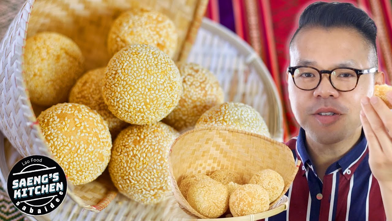 Khanom Ooloo | Glutinous Sesame Balls | Bánh Cam | Lao... - youtube