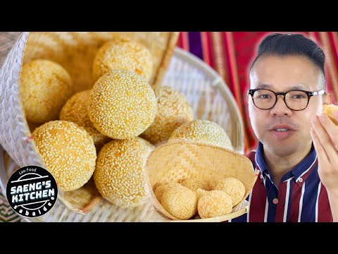 Video Khanom Ooloo | Glutinous Sesame Balls | Bánh Cam | Lao... - youtube