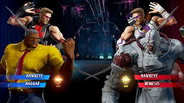 Hawkeye & Yellow Haggar VS White Hawkeye & Nemesis (Hardest AI) - Marvel vs Capcom Infinite GamePlay