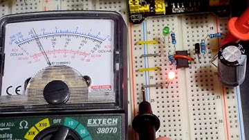 Cheap analog meter looking at 555 NE555 astable output and sliding timing voltages