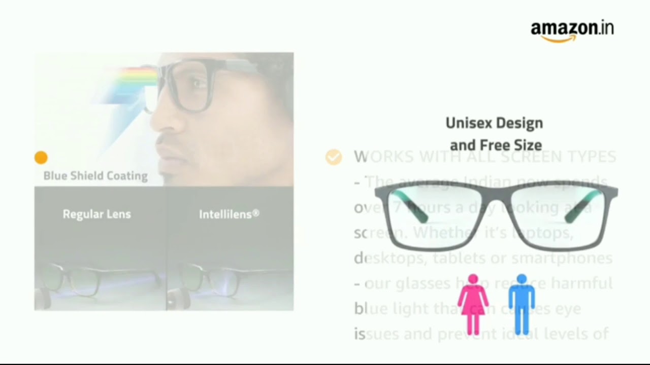 IntellilensÂ® Unisex Blue Cut Navigator Spectacles With Anti-glare for Eye Protection - YouTube