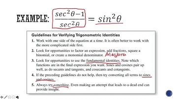 PreCalc 5.2a Notes (Verifying Trig Identities)