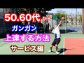 50.60代からサービスのスピードと回転量がどんどん増して来る身体の使い方@サービス@テニス＠テニスサービス＠脱力＠スピード@パワー＠スピンサーブ@確率＠コントロール