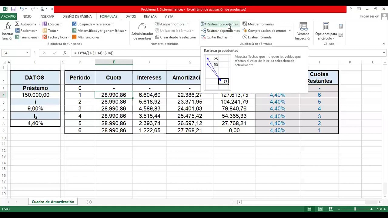 Sistema Francés. Explicación en Excel Problema 1 (cuadro de amortización) YouTube Sistema Francés. Explicación en Excel Problema 1 (cuadro de amortización) YouTube