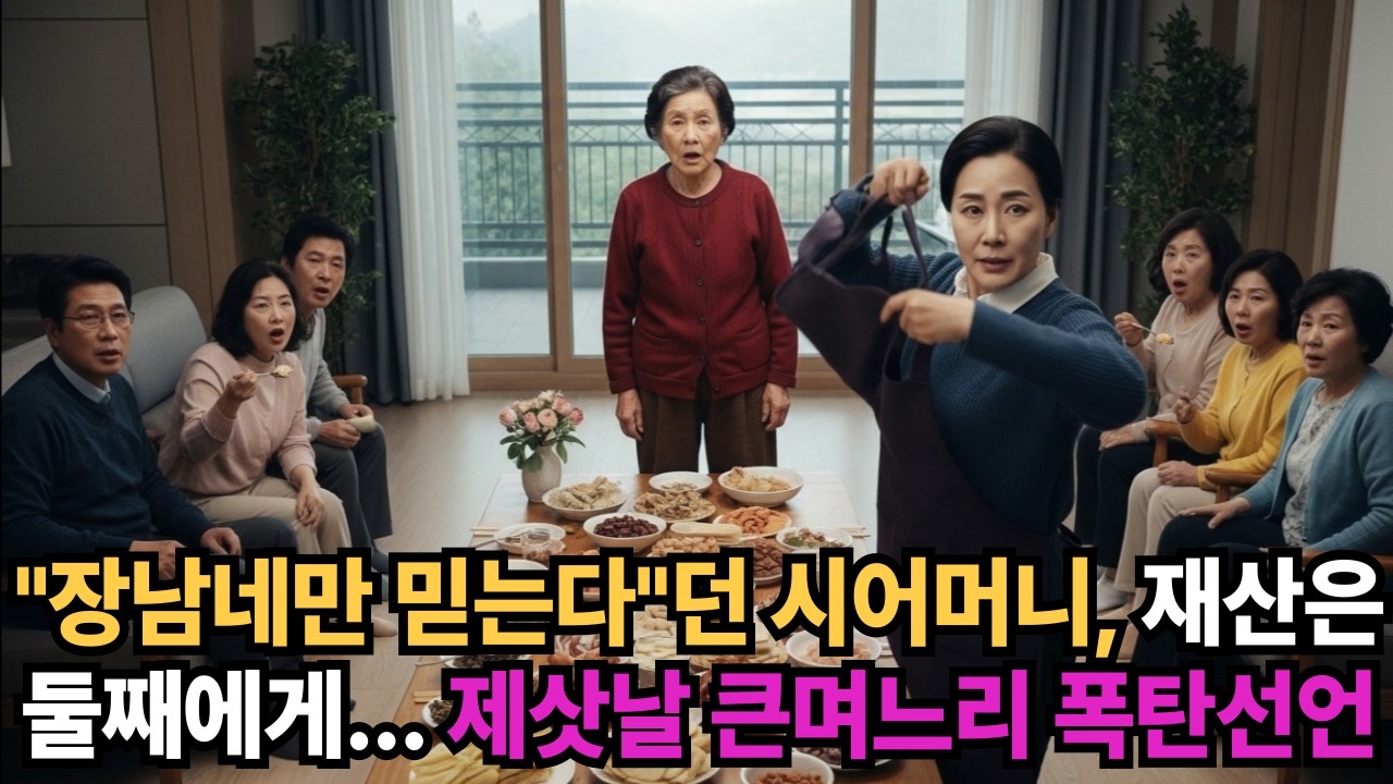 “장남네만 믿는다”던 시어머니… 재산은 둘째에게, 제삿날 터진 25년 큰며느리 폭탄 선언