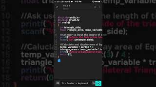 C Program - Area of Equilateral Triangle //Programming In C /C Tutorials / Programming For Beginners