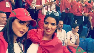 مريم وهند بومشمر من ملعب مباراة المغرب وايران شاهد ردة فعل بعد خسارة المنتخب المغربي