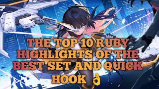 THE TOP 10 RUBY HIGHLIGHTS OF THE BEST SET AND QUICK HOOK WITH BONUSπ!!! | MOBILE LEGENDS