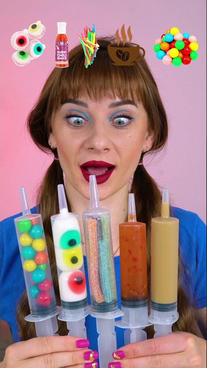 ASMR Emoji Gummy Eyeballs, Sauce, Bubble Gum Mukbang #shorts