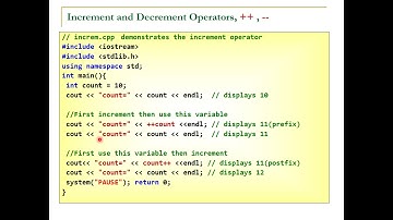 C++ Programming 16 Increment and Decrement Operators, ++ ,