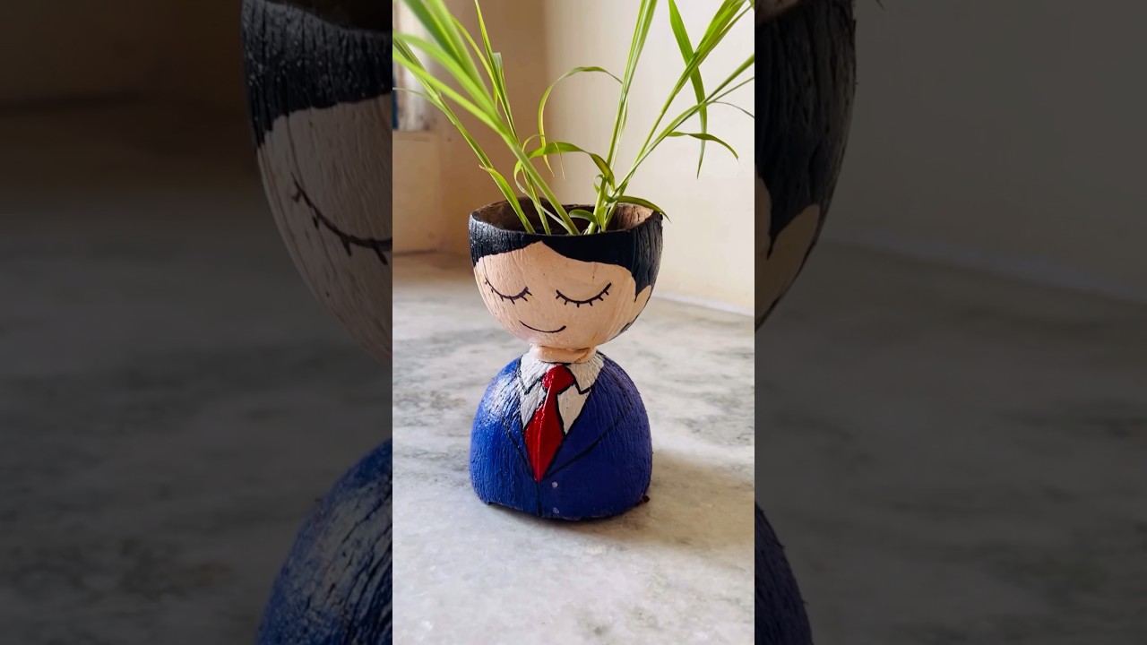 coconut shell planter #bestoutofwaste  #shorts  #viral #bestoutofwasteidea #diy #diycraft