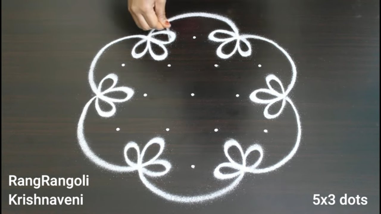 Traditional Kolam🌷5x3 dots Creative Rangoli🌷Friday Muggulu🌷RangRangoli Krishnaveni