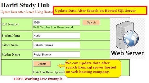 Update Data After Search from Hosted SQL Server Database on Web Server in Asp.Net C# | Hindi | Free