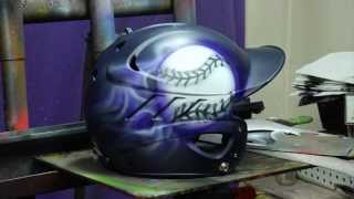 Airbrushed baseball helmet - time lapse 