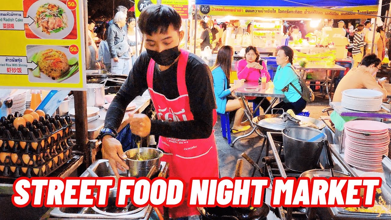 Evening STREET FOOD Cooking at the Night Market - Amazing THAILAND