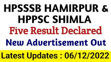 Hpsssb Hamirpur & Hppsc Shimla Five Result Declared & New Vacancies Out