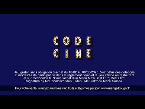 Pub McDonald’s Jeu Code Cine du 18/02 au 08/03 février 2020