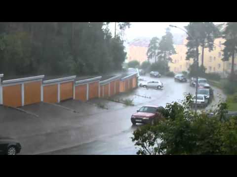 Heavy rain during a thunderstorm in Oslo, Norway - July 23th 2011