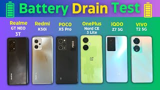 Best Battery Life  | Realme vs Redmi vs POCO vs OnePlus vs iQOO vs VIVO - Full Battery Drain Test!