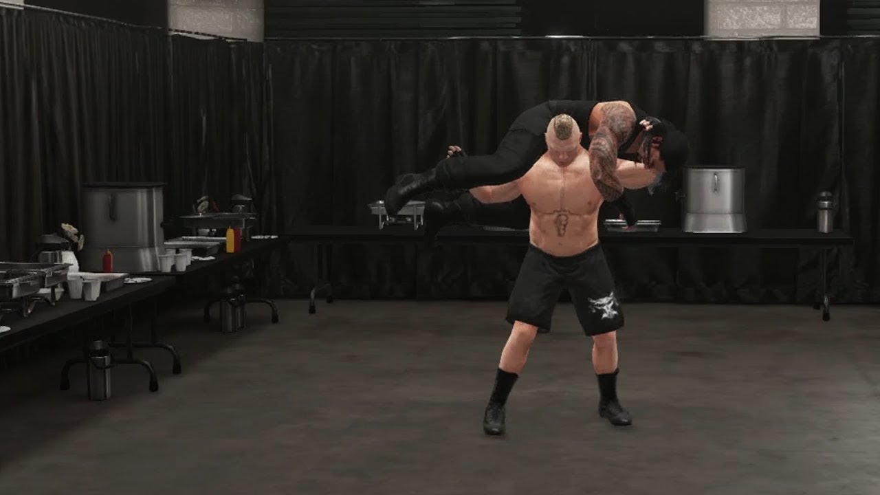 WWE 2K18 Catering Fight Brock Lesnar buries Roman Reigns (WWE 2K18