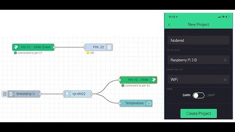การแสดงผลอุณหภูมิ บน Blynk App  ด้วย NodeRed  โดยใช้ raspbeery pi