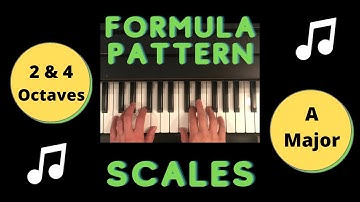 Formula Pattern Scale A Major:  Piano Tutorial (2 octaves and 4 octaves)