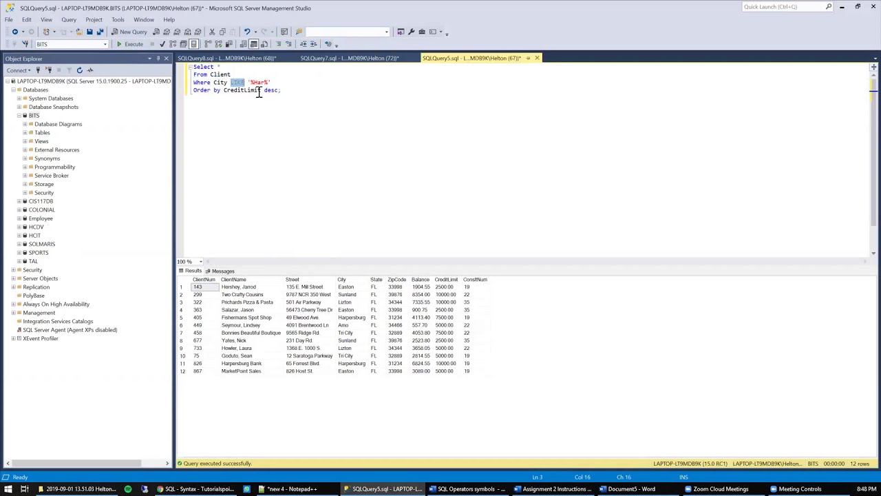 CIS117 - SQL Week II 