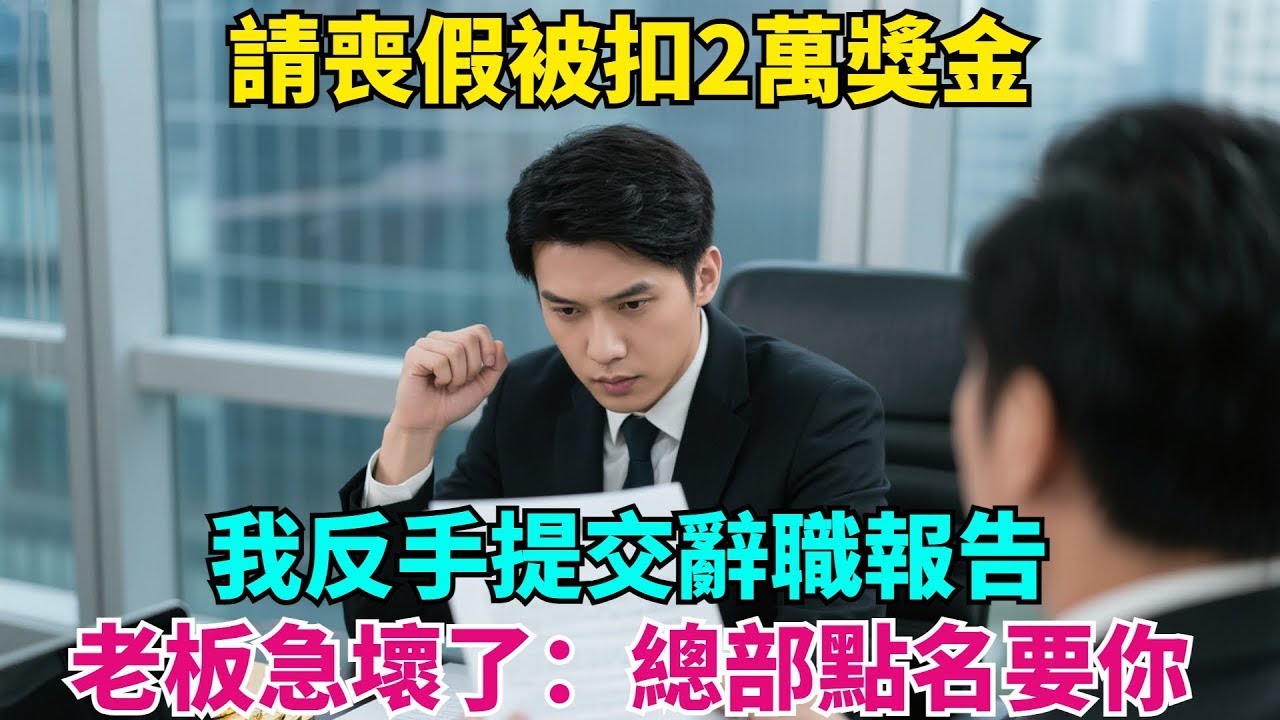 請喪假被扣2萬獎金，我反手提交辭職報告，老板急壞了：總部點名要你