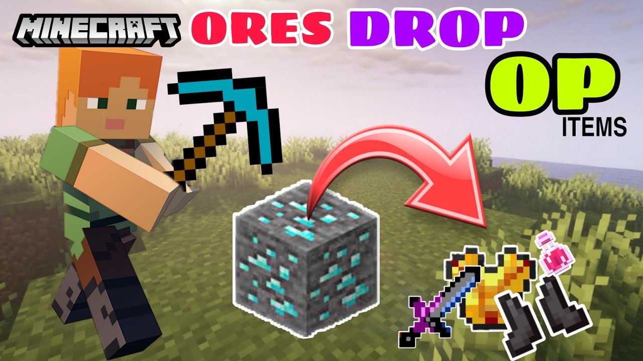 MINECRAFT BUT ORES DROP OP ITEMS !!!! 😱😧 #progalsgaming #minecraft ...